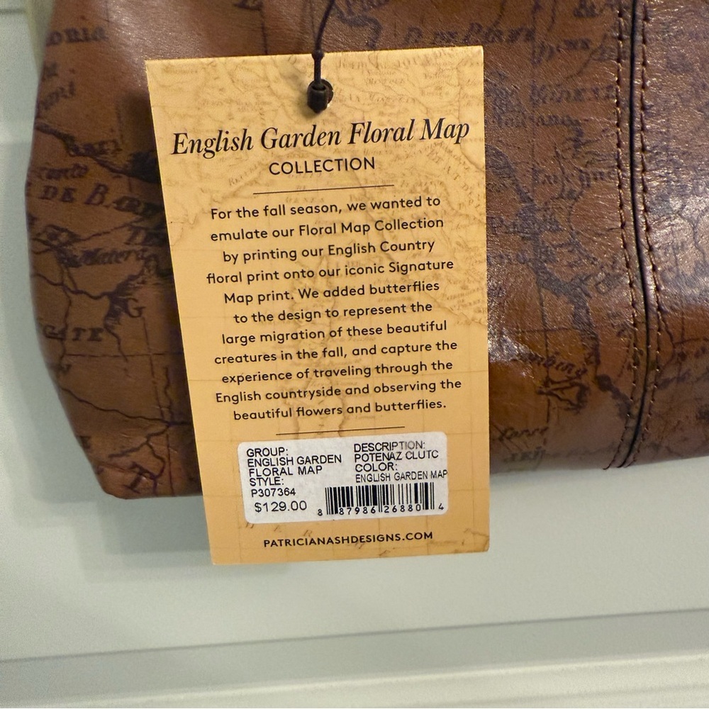 Patricia Nash English Garden Floral Map Leather Purse Clutch Chain Strap NWT - Picture 6 of 8